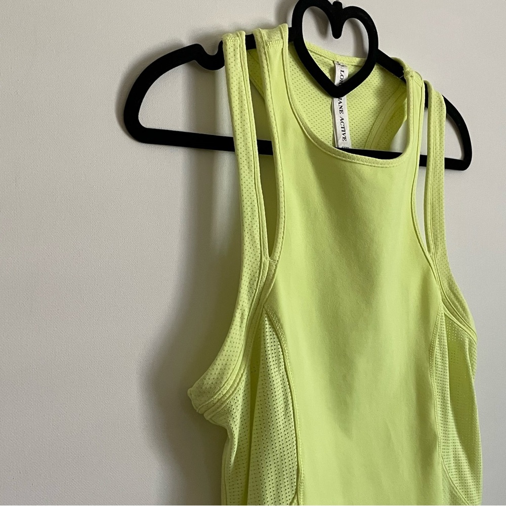 Lorna Jane Fluorescent Yellow Racerback Athletic Tank Top Size L - Picture 6 of 13
